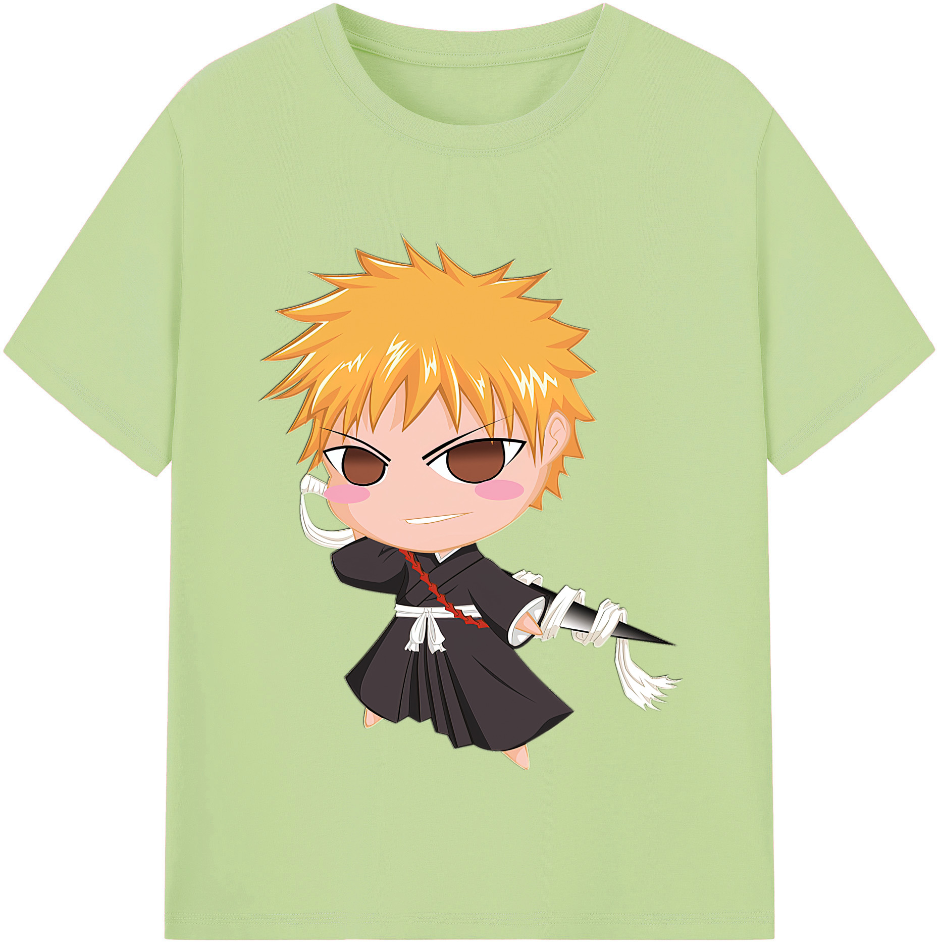 （画像用） ブリーチ 黒崎一護（くろさき いちご）BLEACH Kurosaki Ichigo 綿100％半袖Tシャツ（フロントプリント）